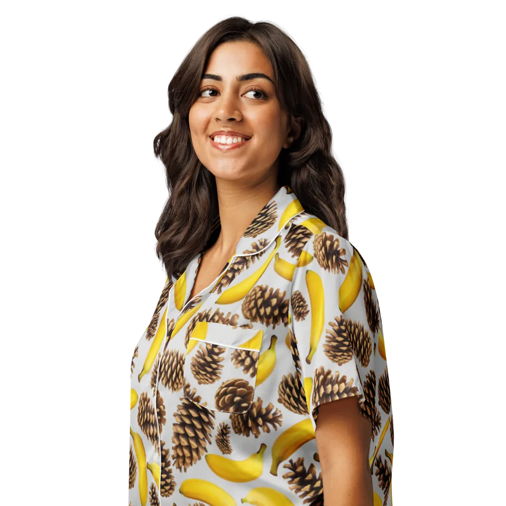Banana Conifer on Women's Short Sleeve Pajama Top — Left Front