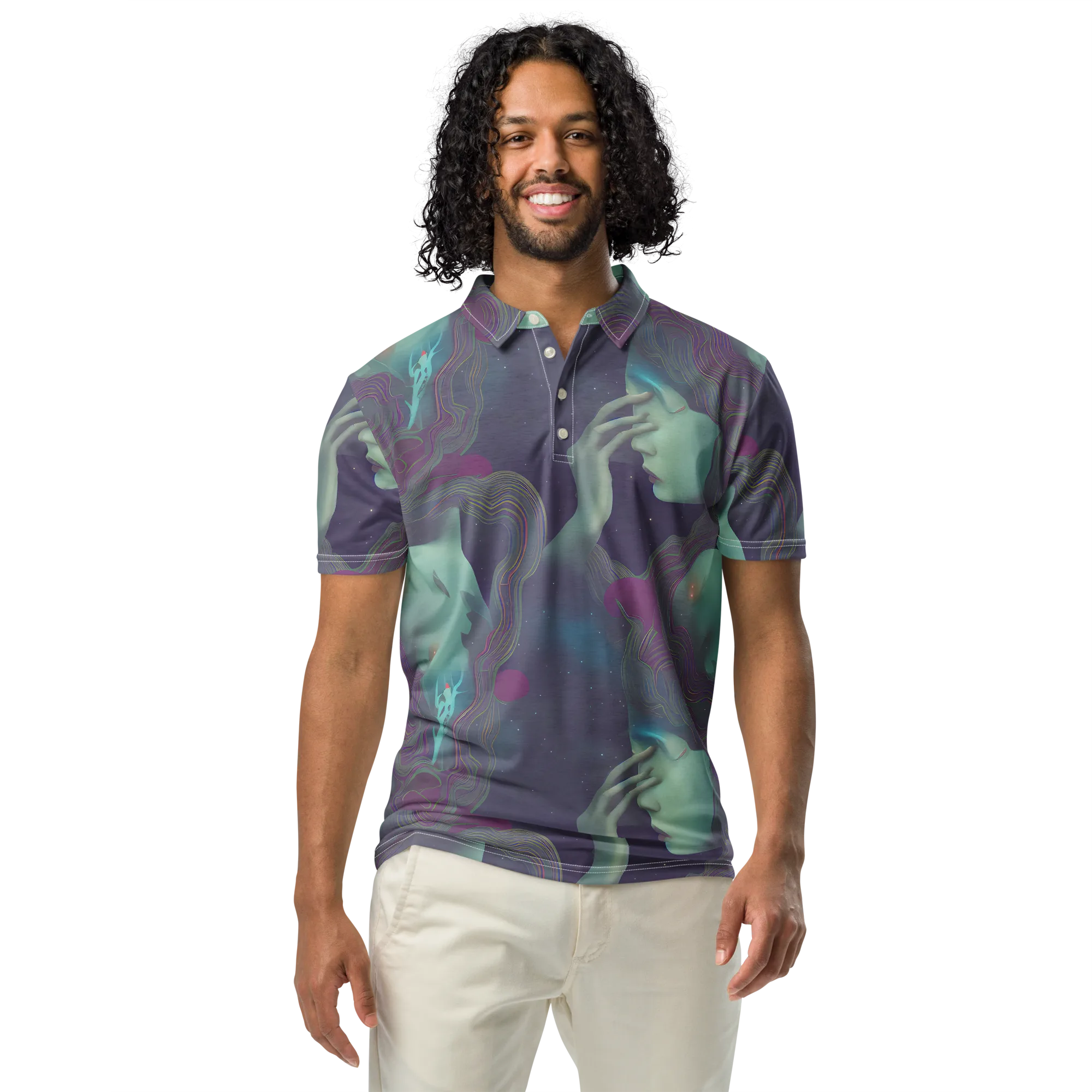 Ethereal Muse on Men's Slim Fit Polo Shirt — Front