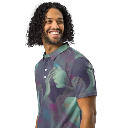 Ethereal Muse on a Men's Slim Fit Polo Shirt