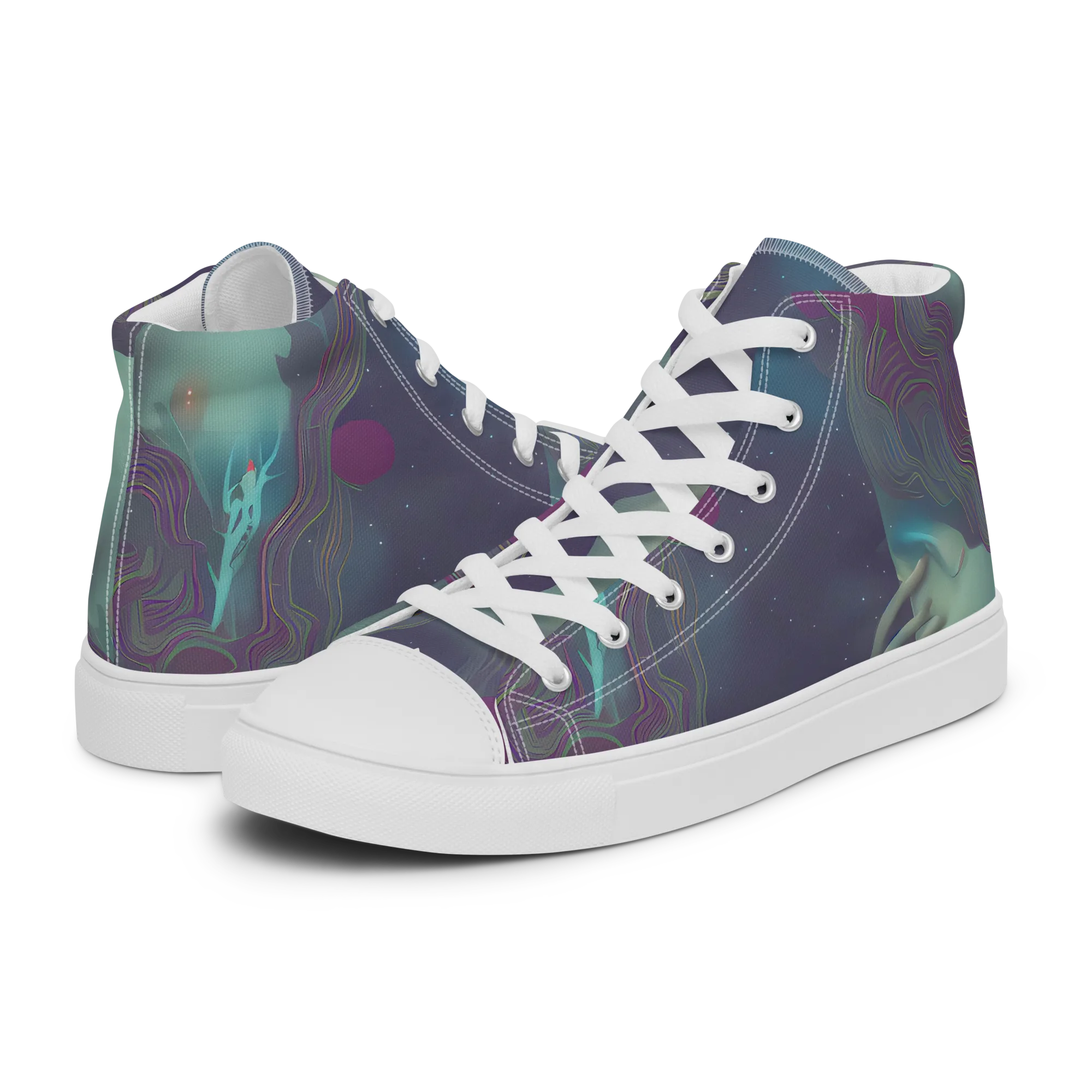 Ethereal Muse on Men's High Top Canvas Shoes — Left