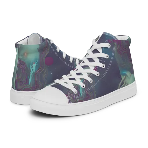 Ethereal Muse on a Men's High Top Canvas Shoes