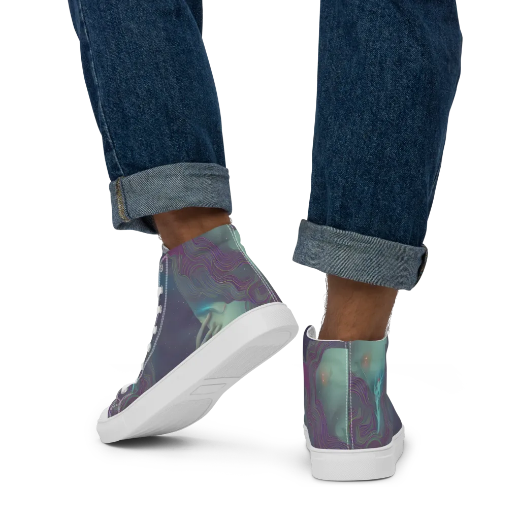 Ethereal Muse on Men's High Top Canvas Shoes — Back