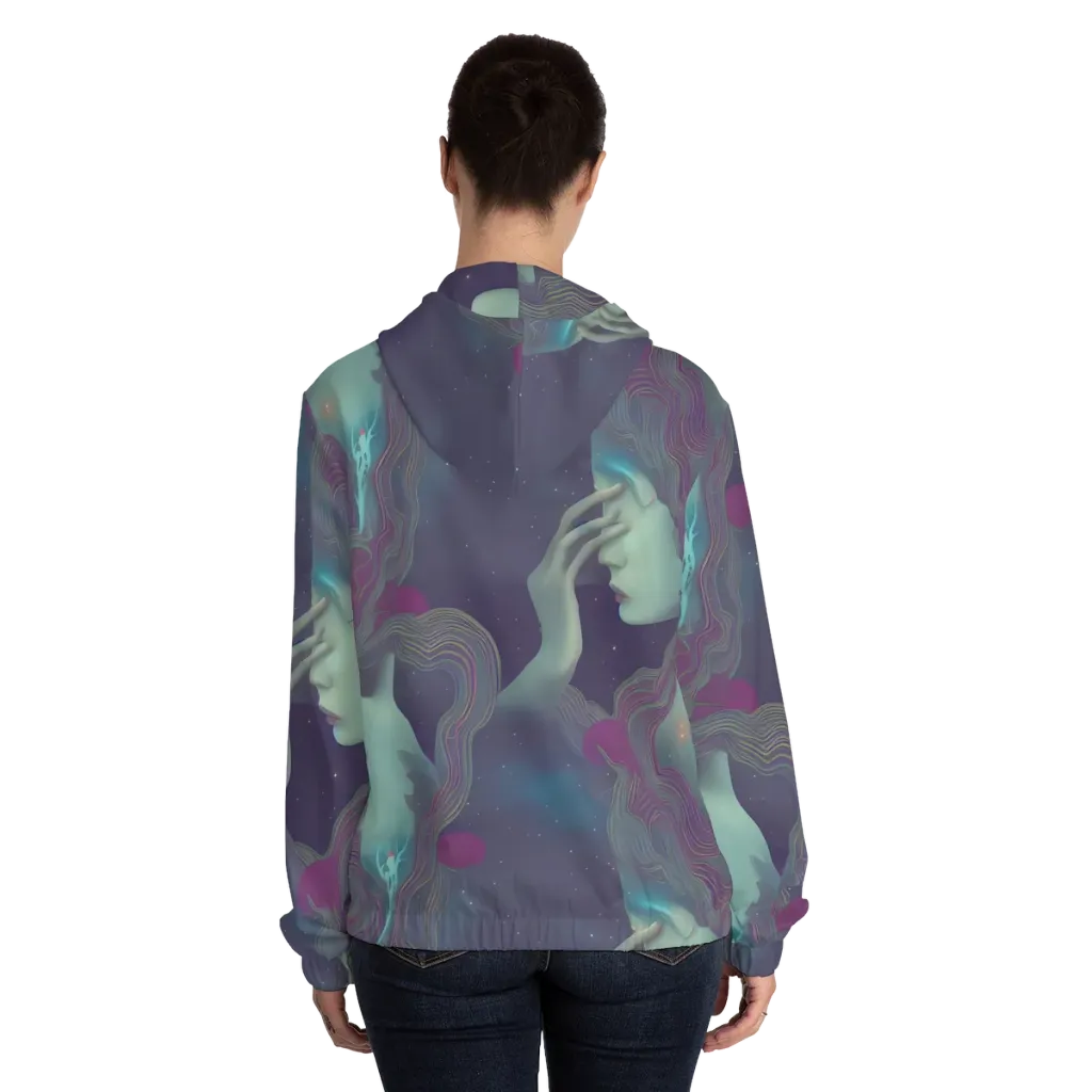 Ethereal Muse on Women's Full-Zip Hoodie — Back On Person