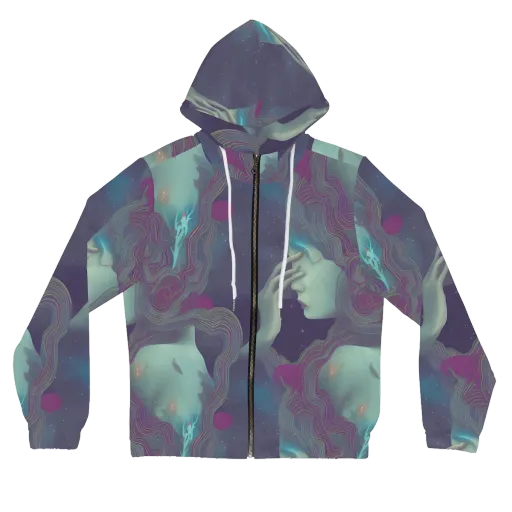Ethereal Muse on a Women's Full-Zip Hoodie