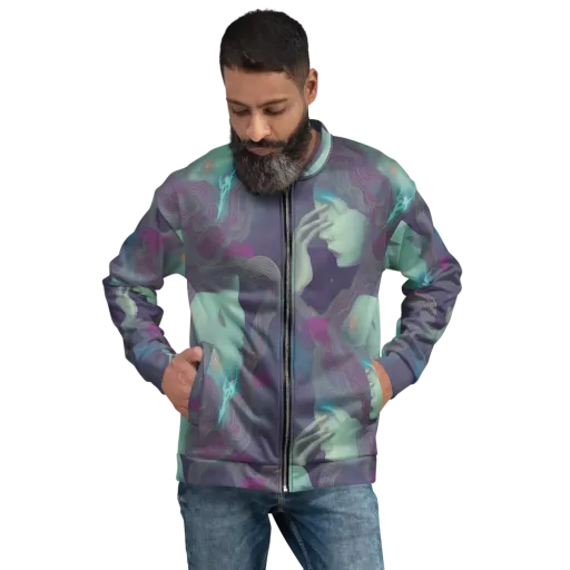Ethereal Muse on a Bomber Jacket