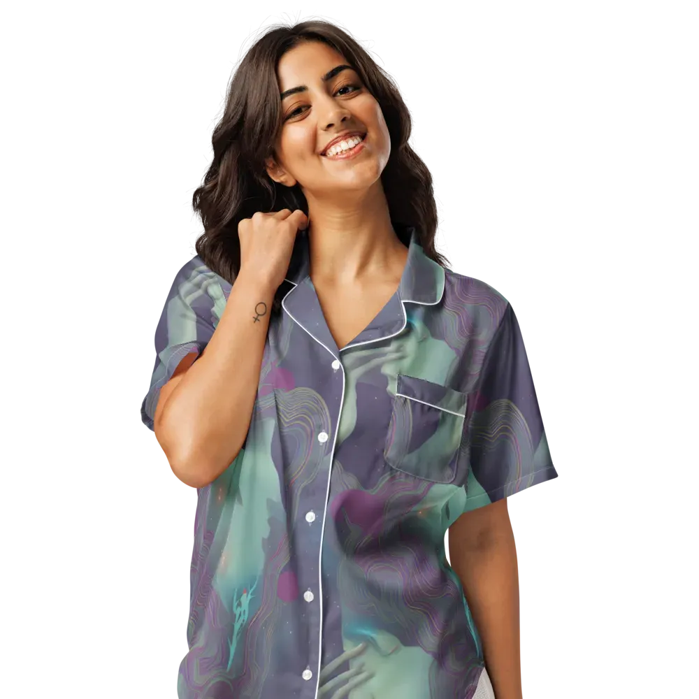 Ethereal Muse on Women's Short Sleeve Pajama Top — Front