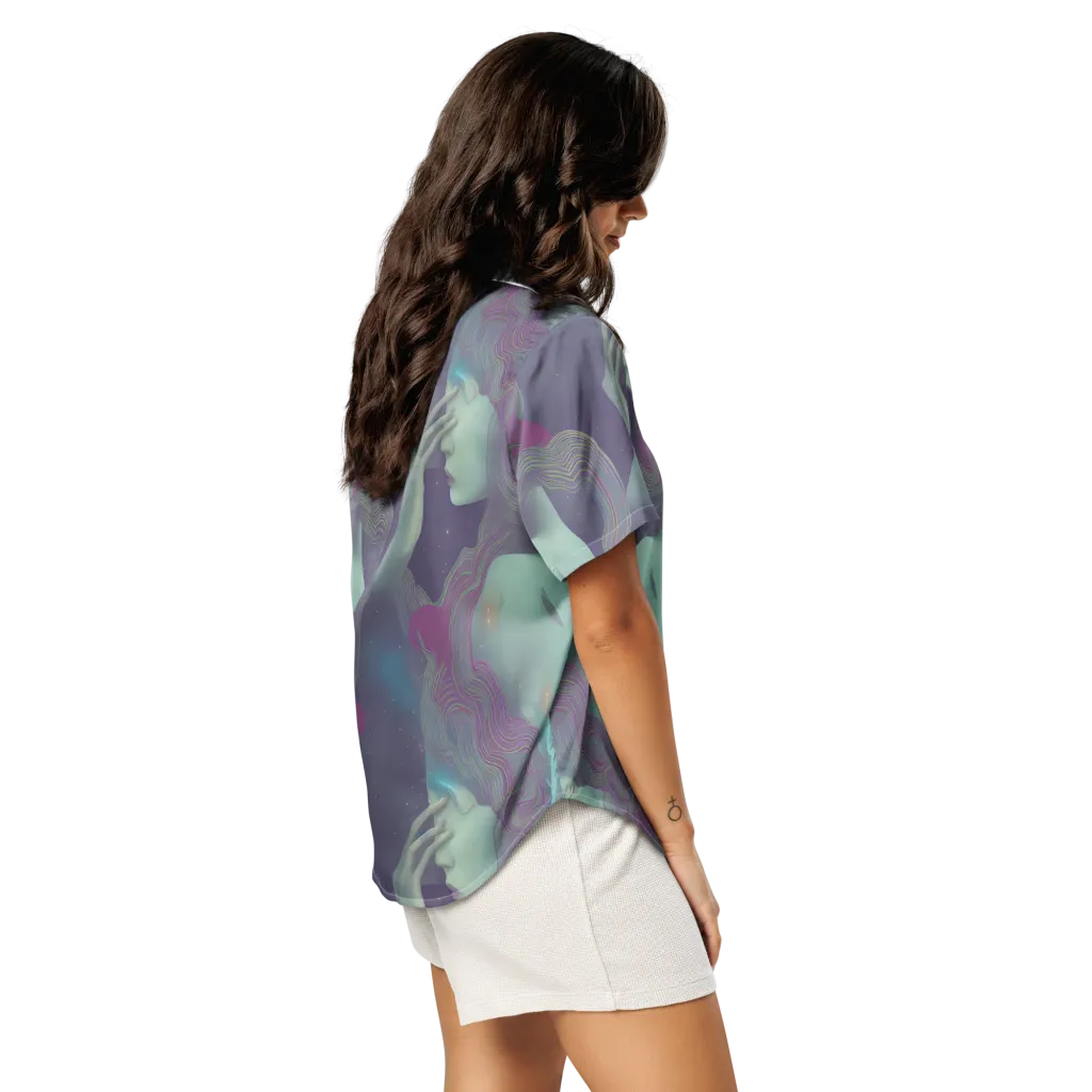 Ethereal Muse on Women's Short Sleeve Pajama Top — Right Back