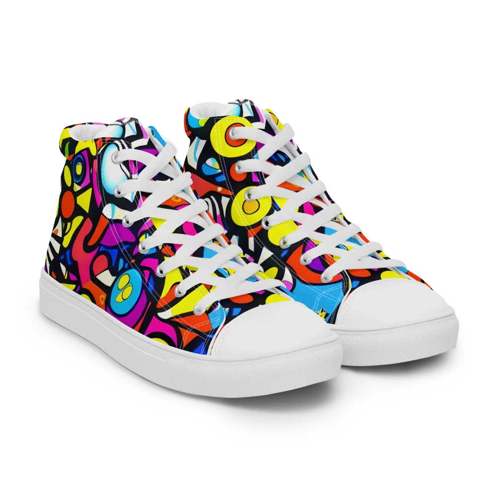 Eclectic Fantasy on Men's High Top Canvas Shoes — Right Front
