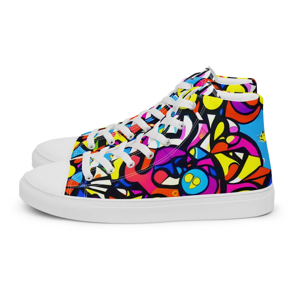 Eclectic Fantasy on Men's High Top Canvas Shoes — Left