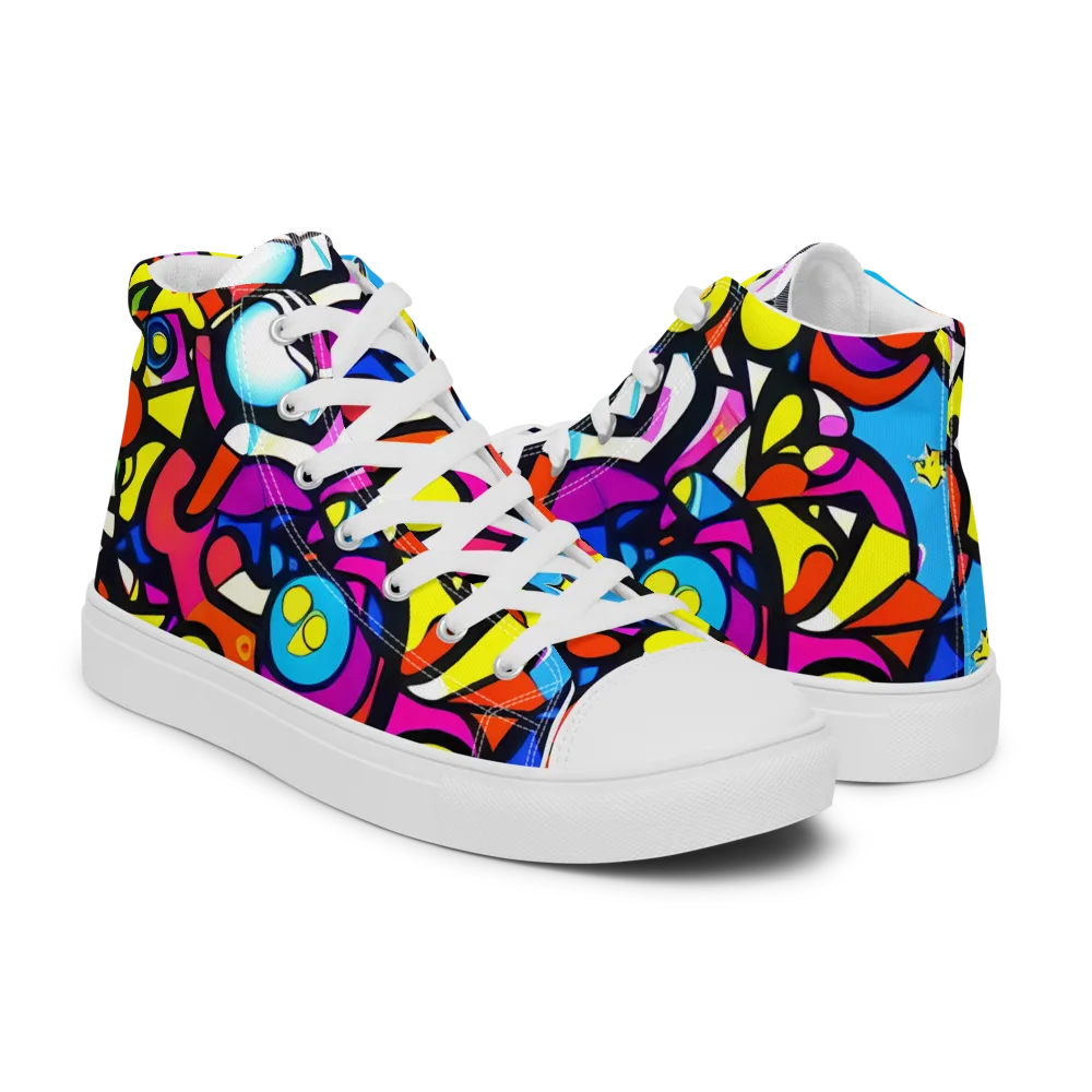 Eclectic Fantasy on Men's High Top Canvas Shoes — Right