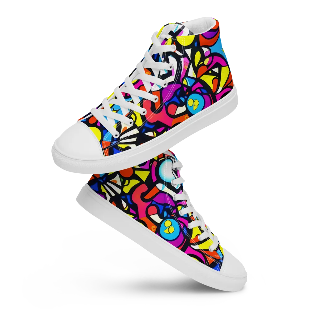 Eclectic Fantasy on Men's High Top Canvas Shoes — Front