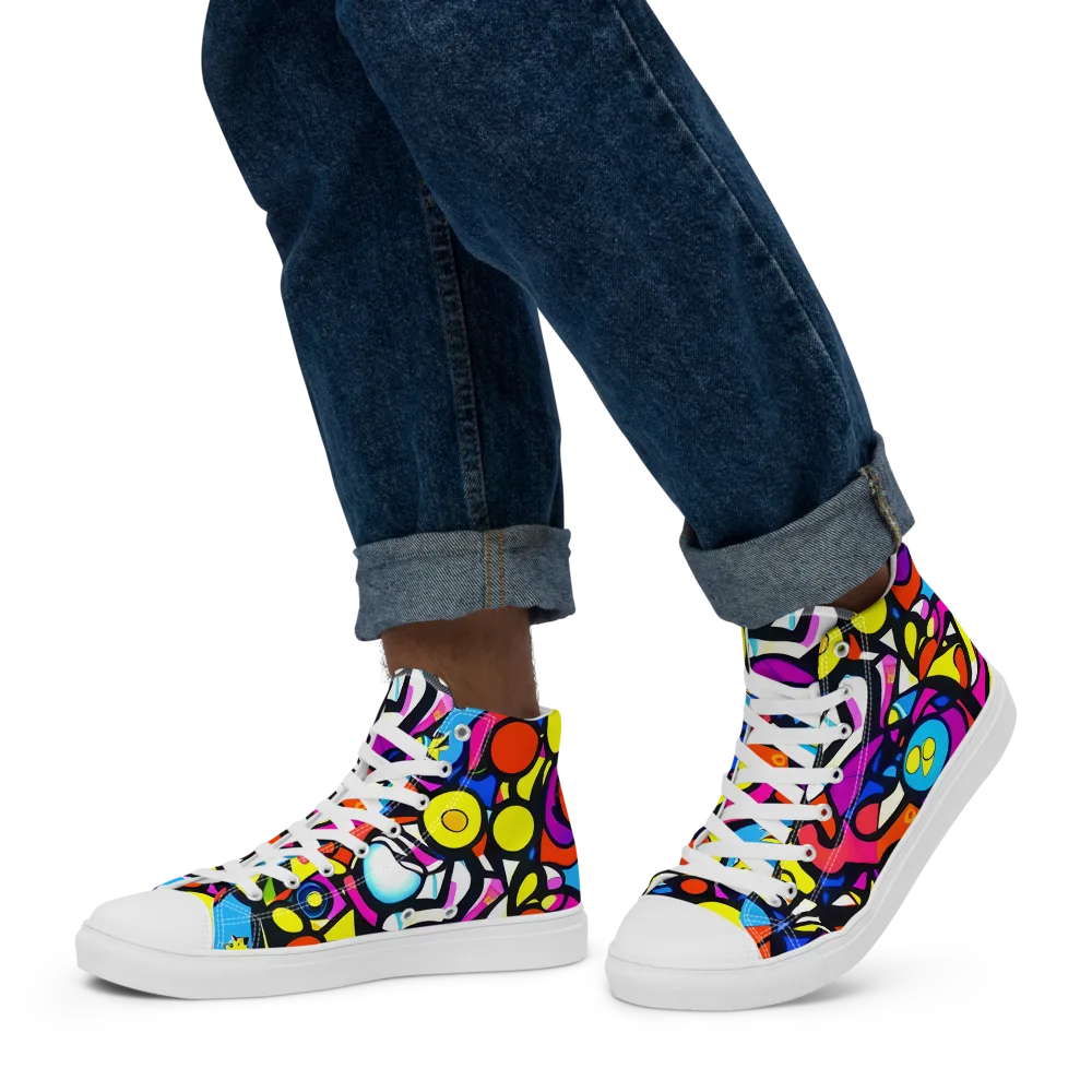 Eclectic Fantasy on Men's High Top Canvas Shoes — Left