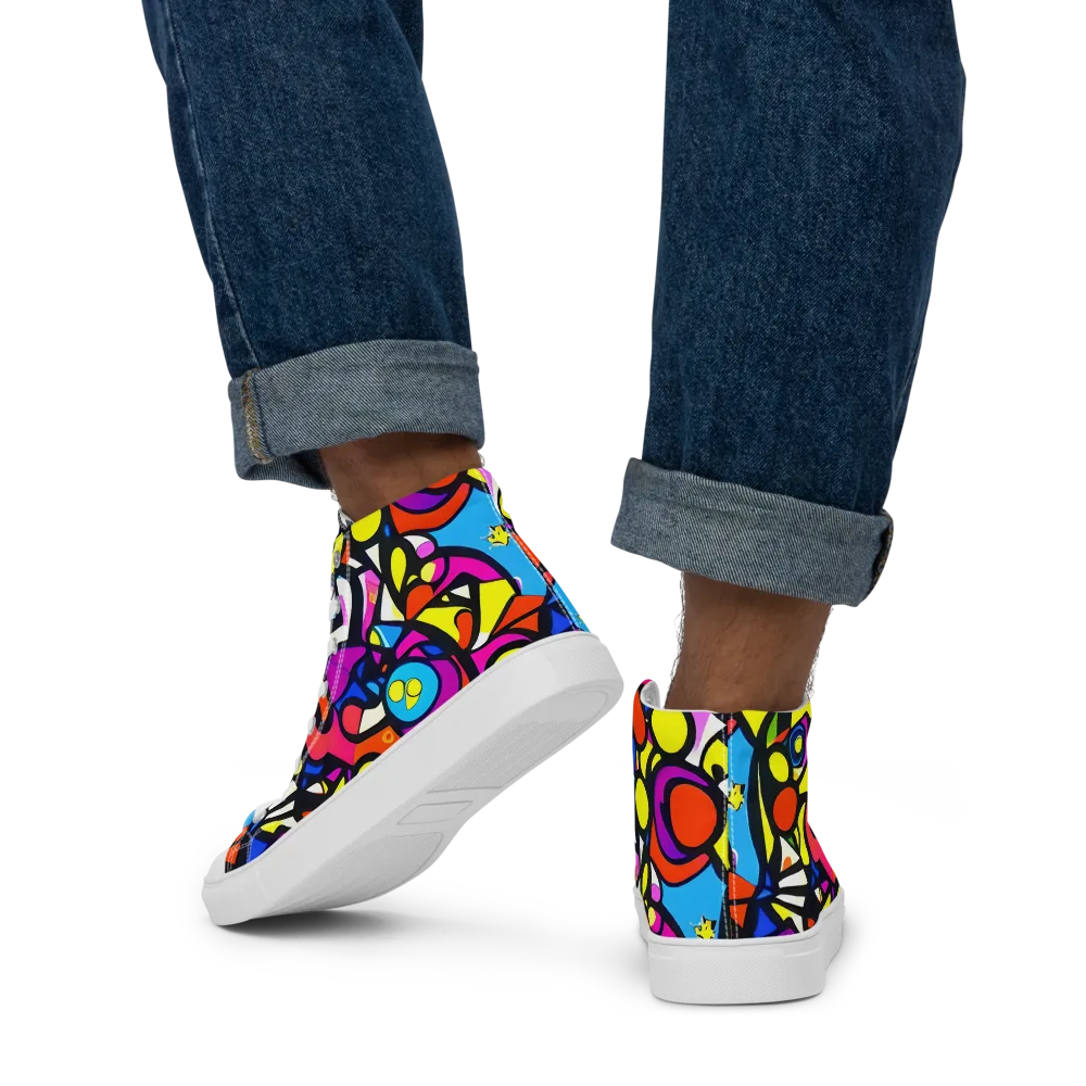 Eclectic Fantasy on Men's High Top Canvas Shoes — Back