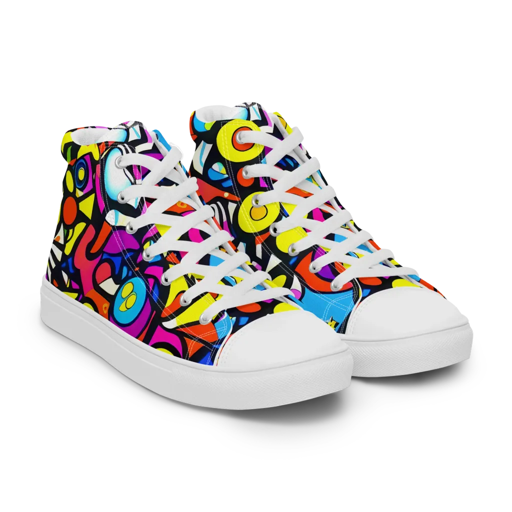 Eclectic Fantasy on Women's High Top Canvas Shoes — Right Front