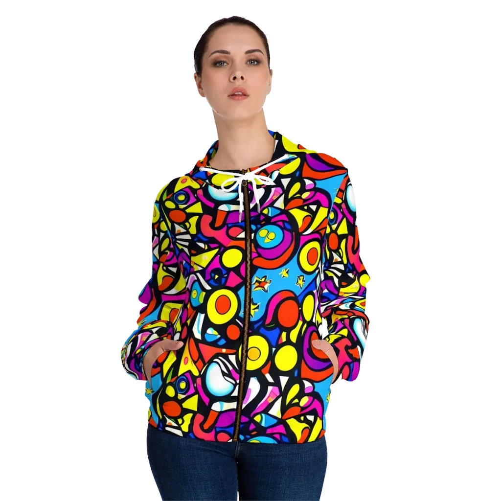 Eclectic Fantasy on Women's Full-Zip Hoodie — Front On Person