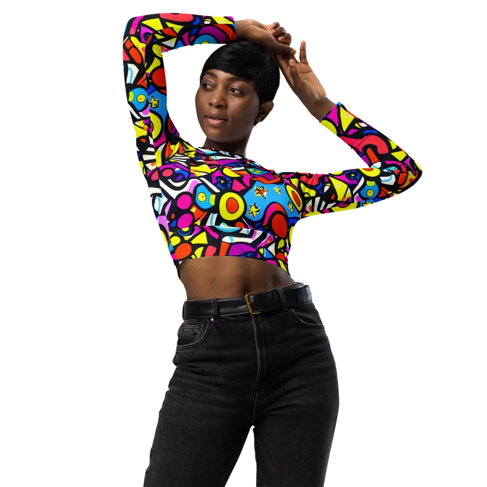 Eclectic Fantasy on Long Sleeve Crop Top — Front