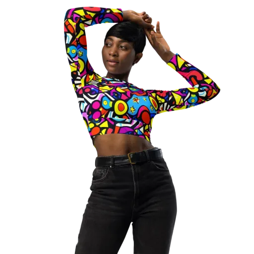 Eclectic Fantasy on a Long Sleeve Crop Top