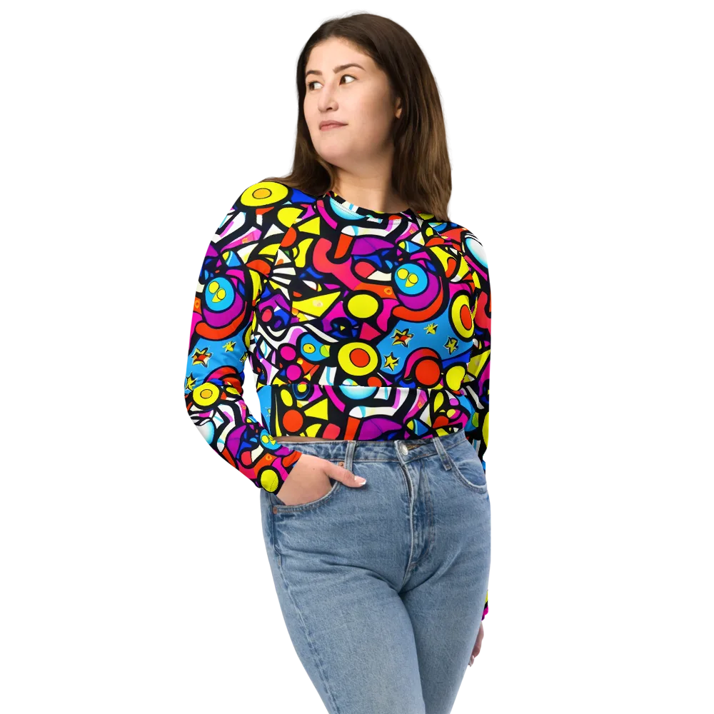 Eclectic Fantasy on Long Sleeve Crop Top — Front