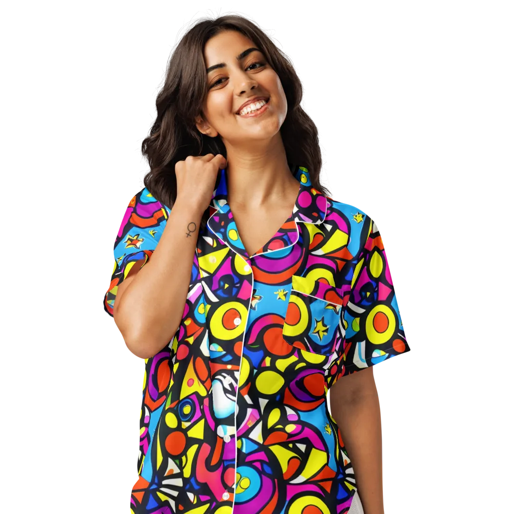 Eclectic Fantasy on Women's Short Sleeve Pajama Top — Front