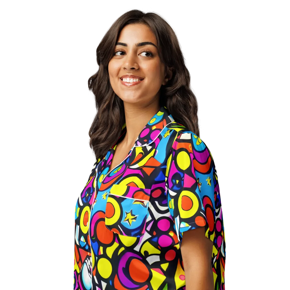 Eclectic Fantasy on Women's Short Sleeve Pajama Top — Left Front