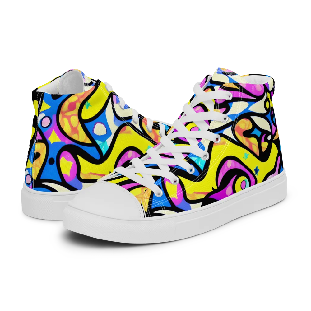 Britto's Odyssey on Men's High Top Canvas Shoes — Left