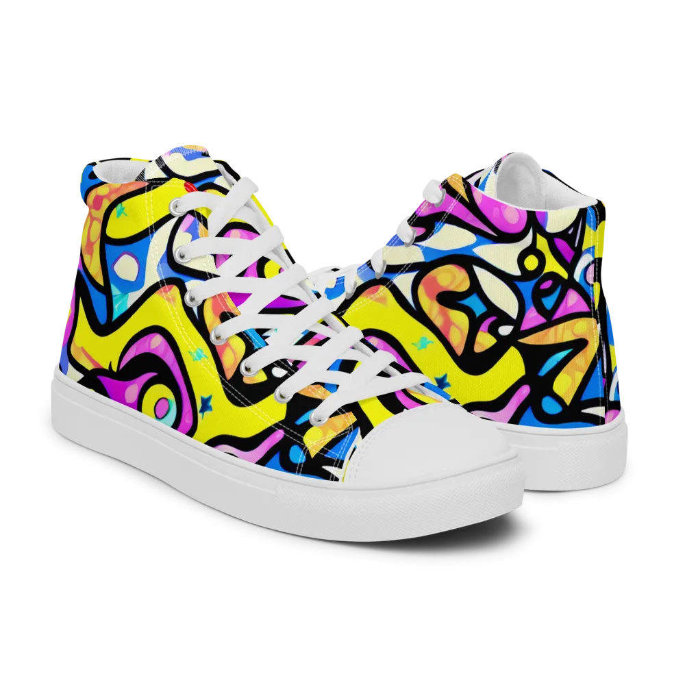 Britto's Odyssey on Men's High Top Canvas Shoes — Right