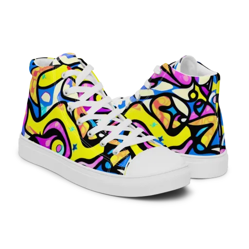 Britto's Odyssey on a Men's High Top Canvas Shoes