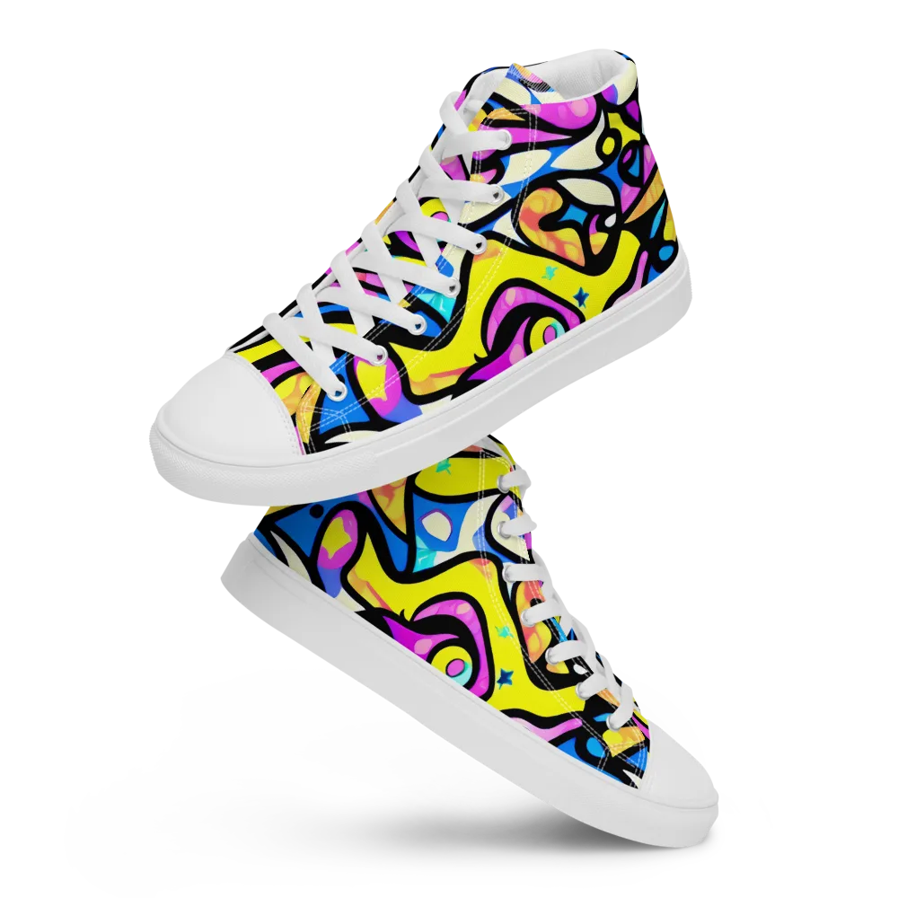 Britto's Odyssey on Men's High Top Canvas Shoes — Front