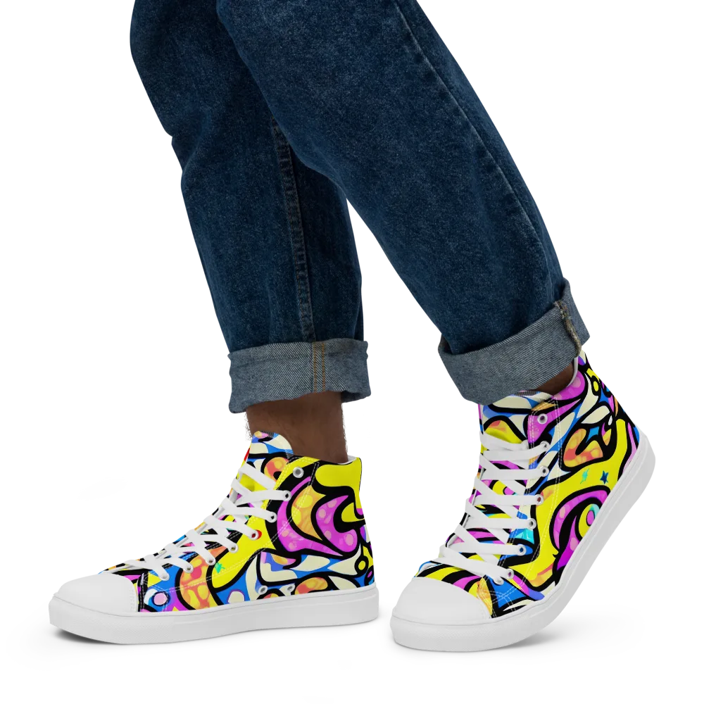 Britto's Odyssey on Men's High Top Canvas Shoes — Left