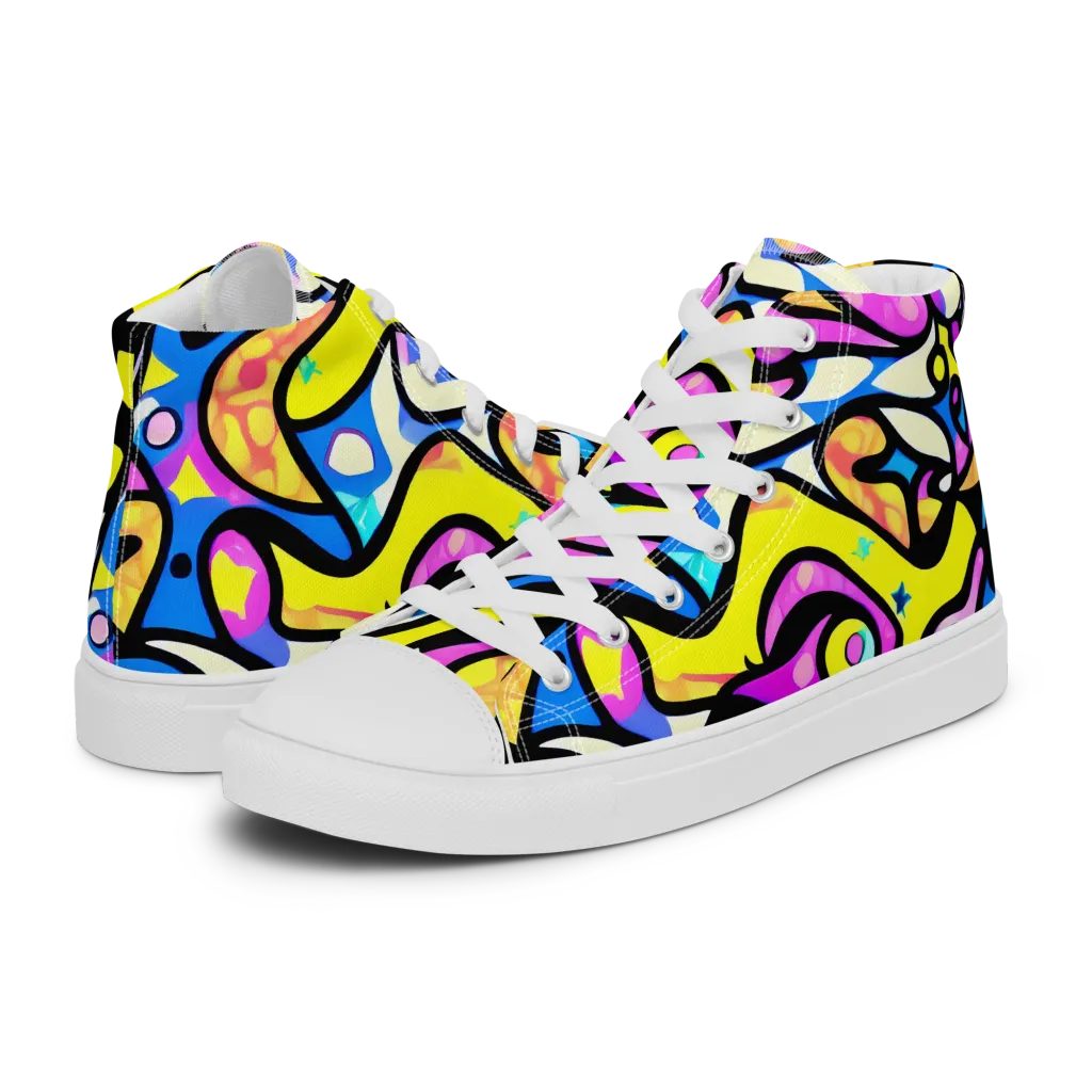 Britto's Odyssey on Women's High Top Canvas Shoes — Left