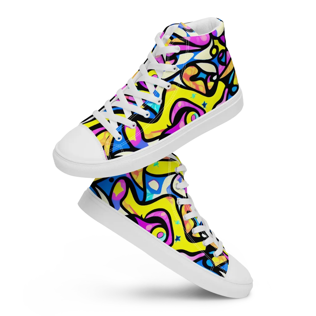 Britto's Odyssey on Women's High Top Canvas Shoes — Front