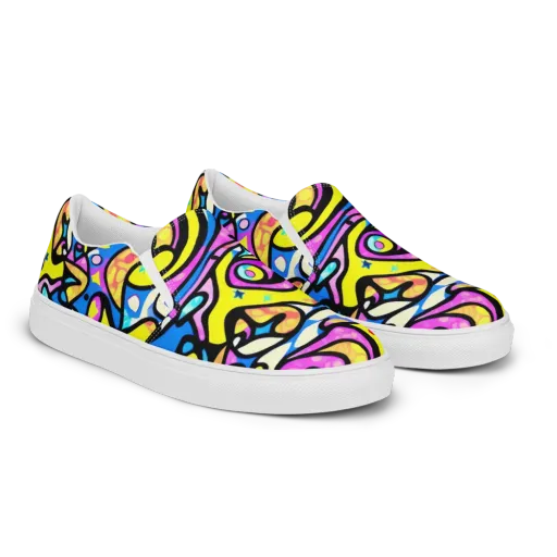 Britto's Odyssey on a Men's Slip-On Canvas Shoes