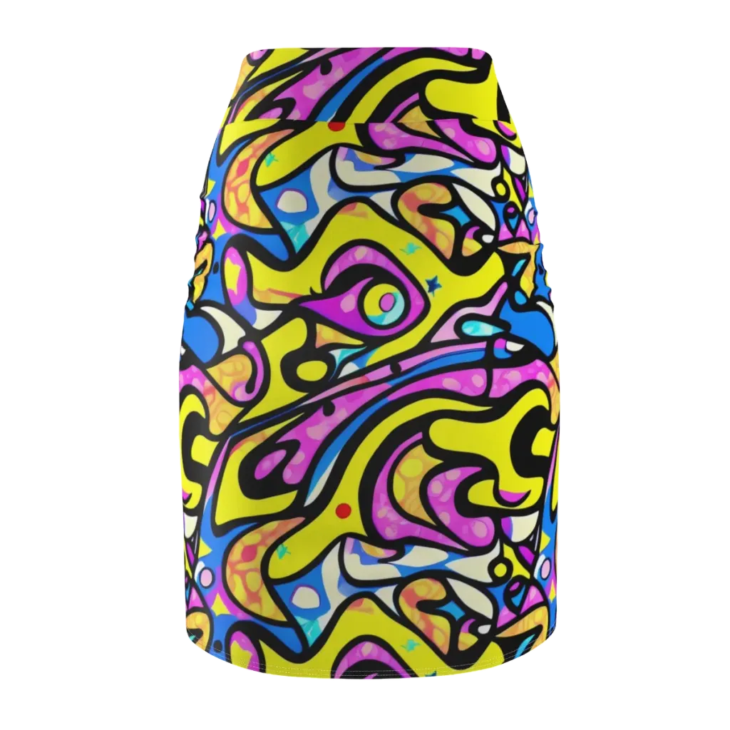 Britto's Odyssey on Pencil Skirt — Back