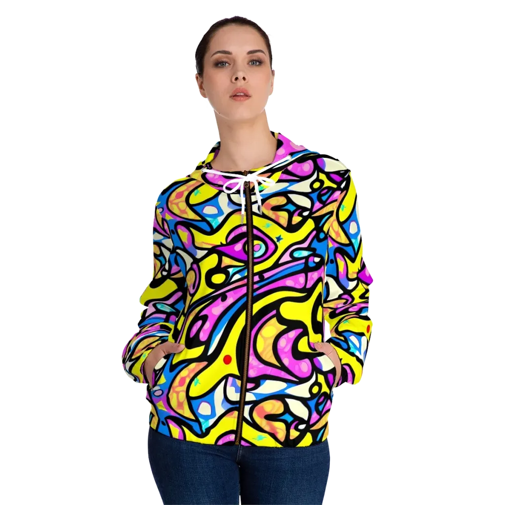 Britto's Odyssey on Women's Full-Zip Hoodie — Front On Person