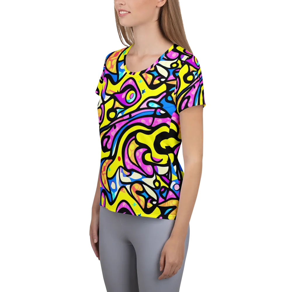 Britto's Odyssey on Women's Athletic T-Shirt — Left