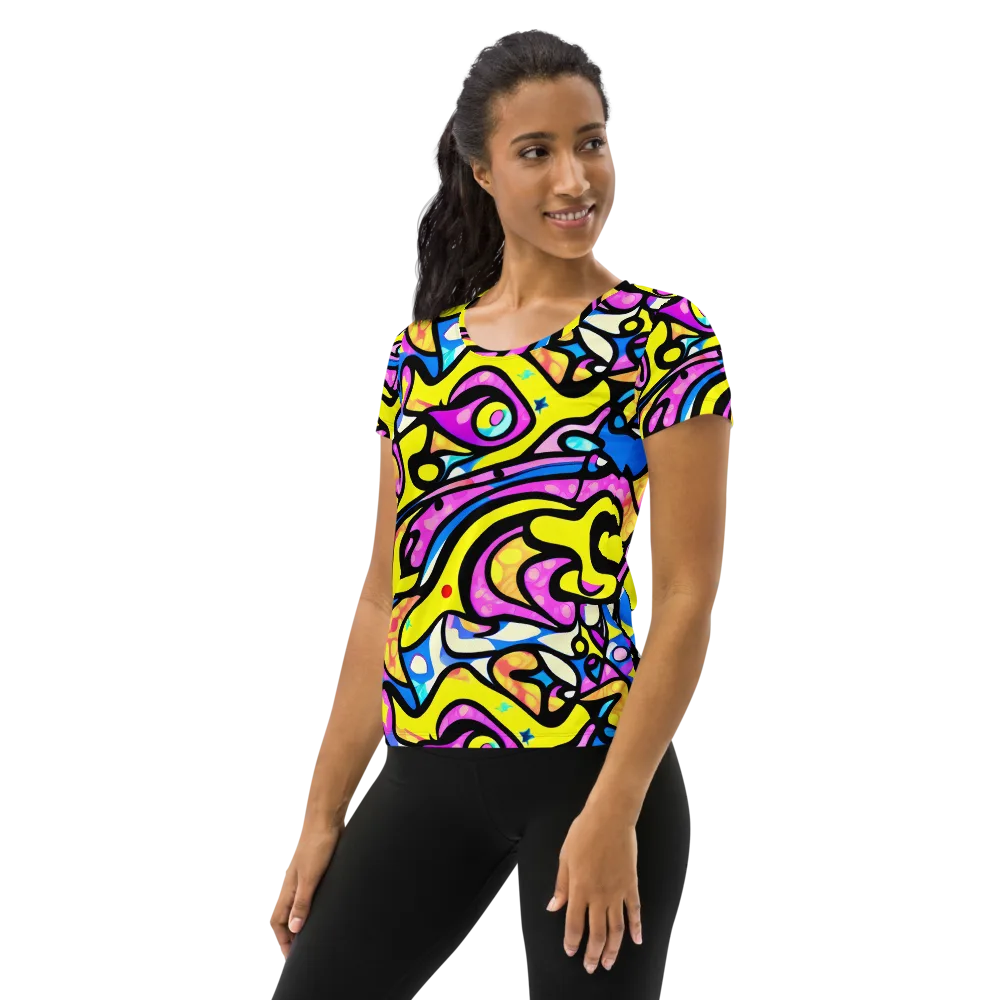 Britto's Odyssey on Women's Athletic T-Shirt — Left