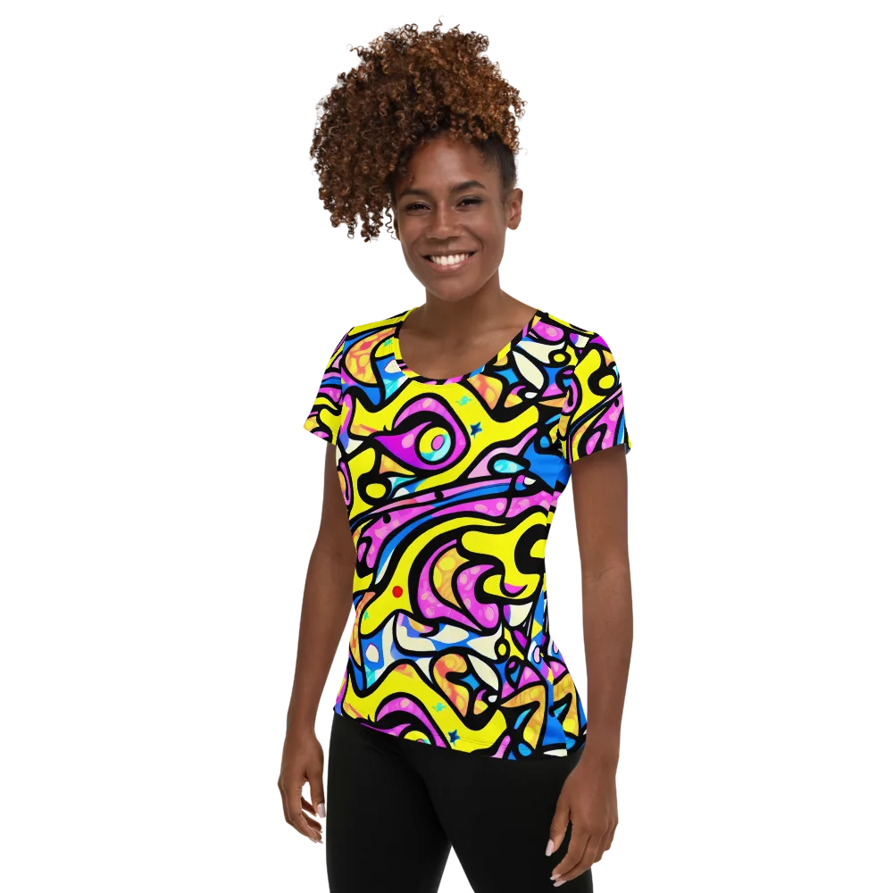 Britto's Odyssey on Women's Athletic T-Shirt — Left