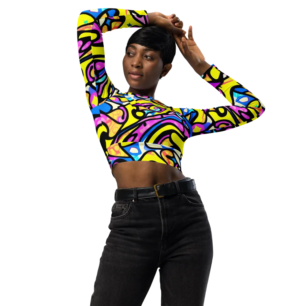 Britto's Odyssey on Long Sleeve Crop Top — Front