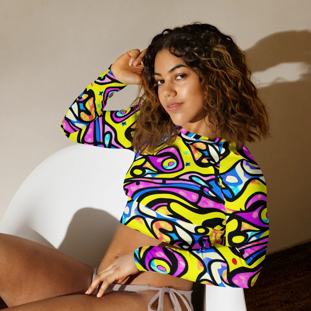 Britto's Odyssey on Long Sleeve Crop Top — Left Front