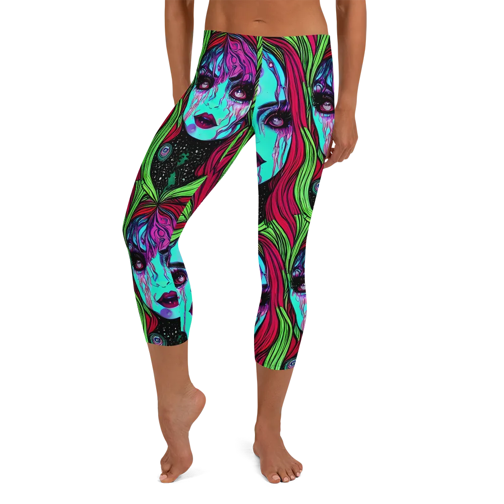 Luminous Nightfall on Capri Leggings — Front
