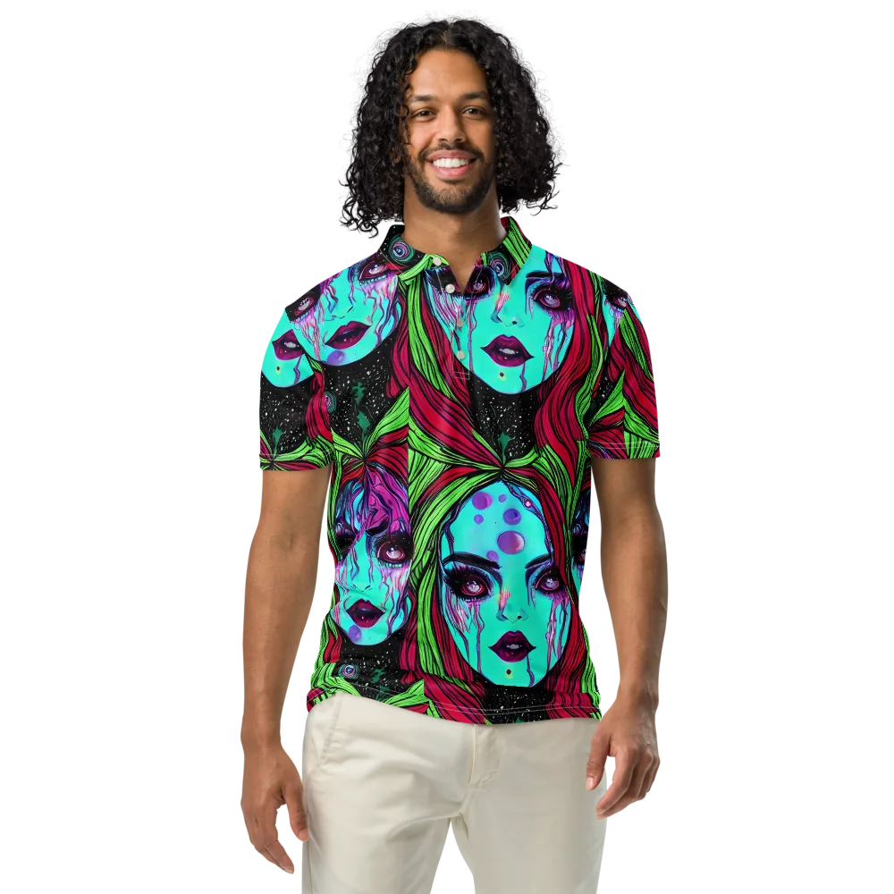 Luminous Nightfall on Men's Slim Fit Polo Shirt — Front