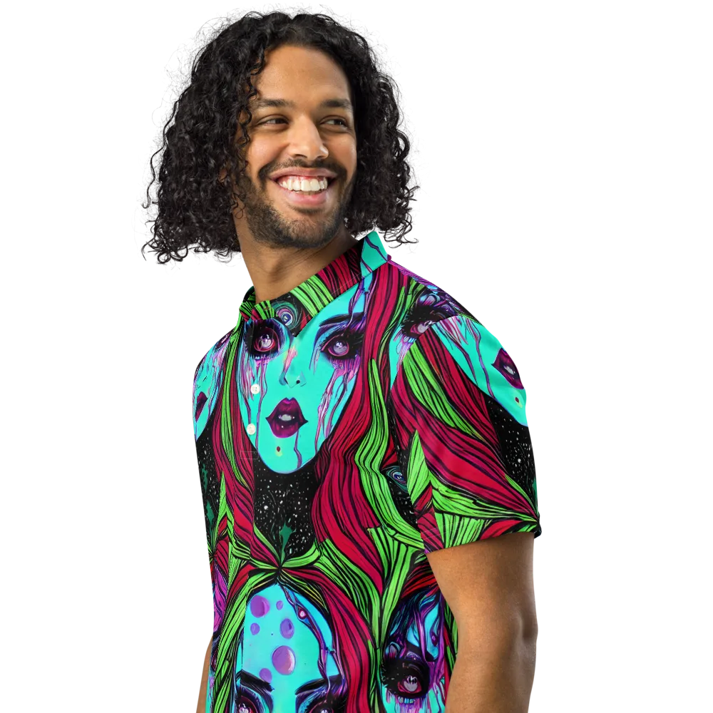 Luminous Nightfall on Men's Slim Fit Polo Shirt — Left Front