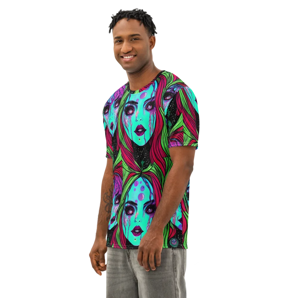 Luminous Nightfall on Men's Cotton Crew Neck T-Shirt — Left Front