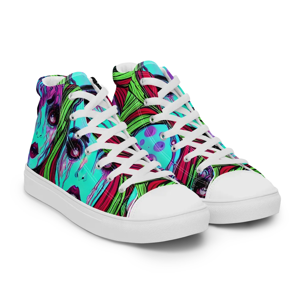 Luminous Nightfall on Men's High Top Canvas Shoes — Right Front
