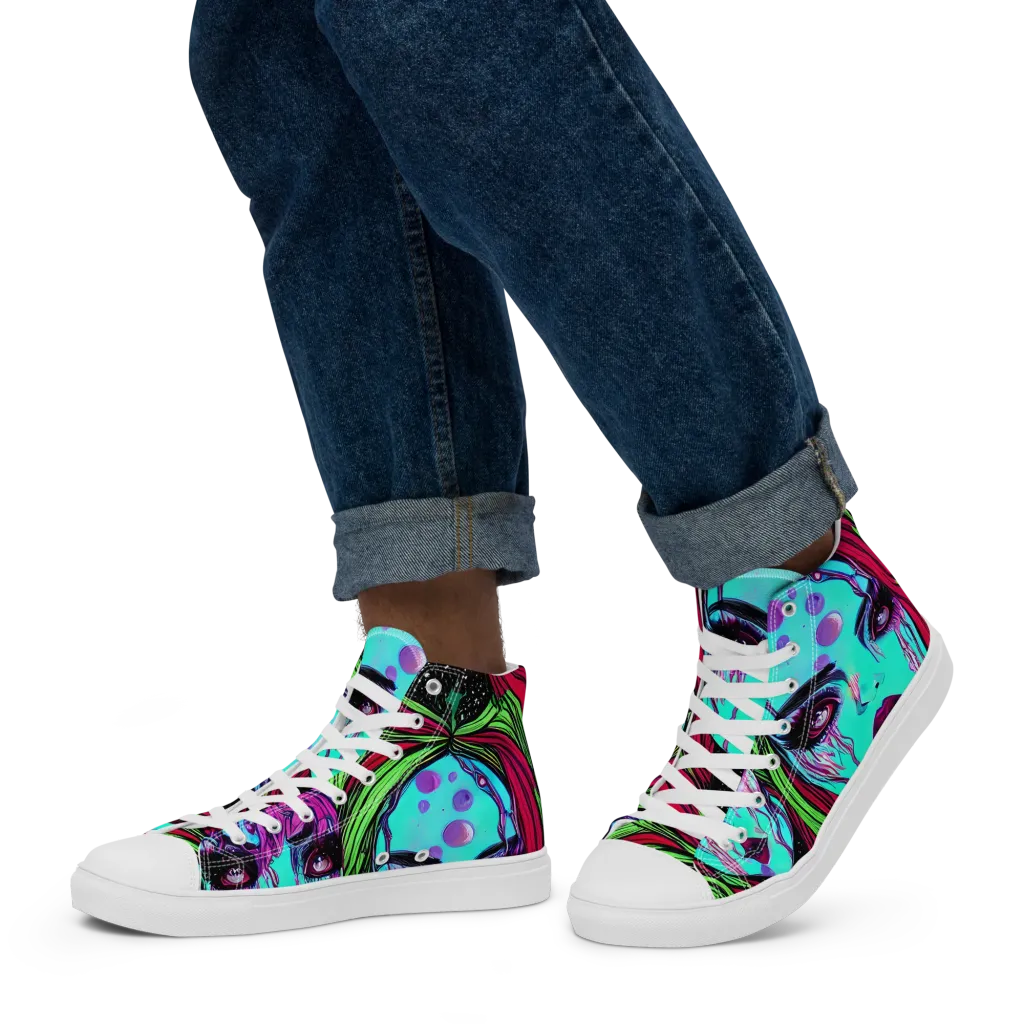 Luminous Nightfall on Men's High Top Canvas Shoes — Left