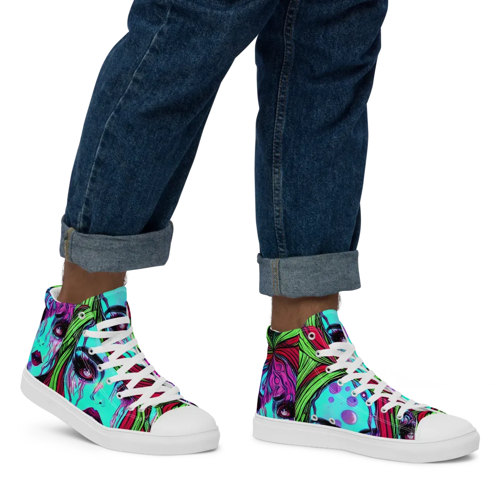 Luminous Nightfall on Men's High Top Canvas Shoes — Right