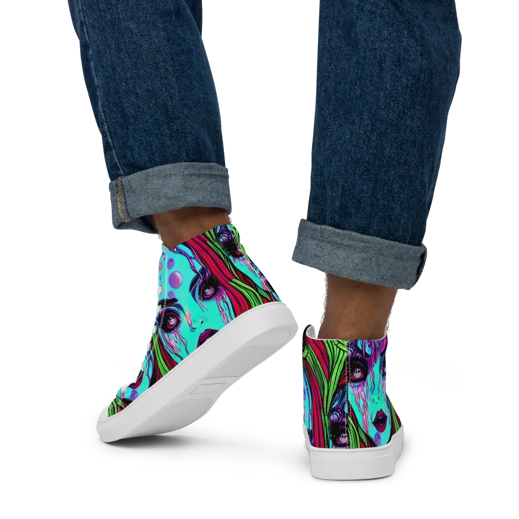 Luminous Nightfall on Men's High Top Canvas Shoes — Back