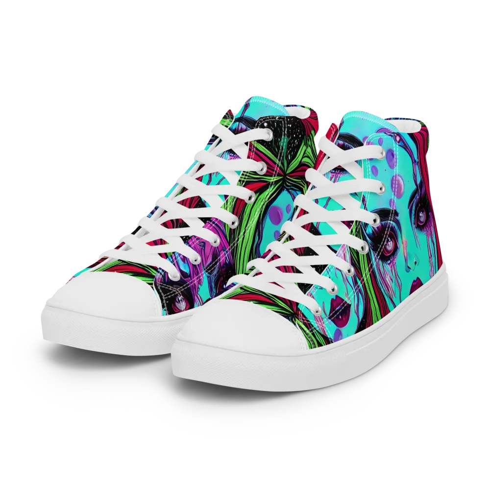 Luminous Nightfall on Women's High Top Canvas Shoes — Left Front