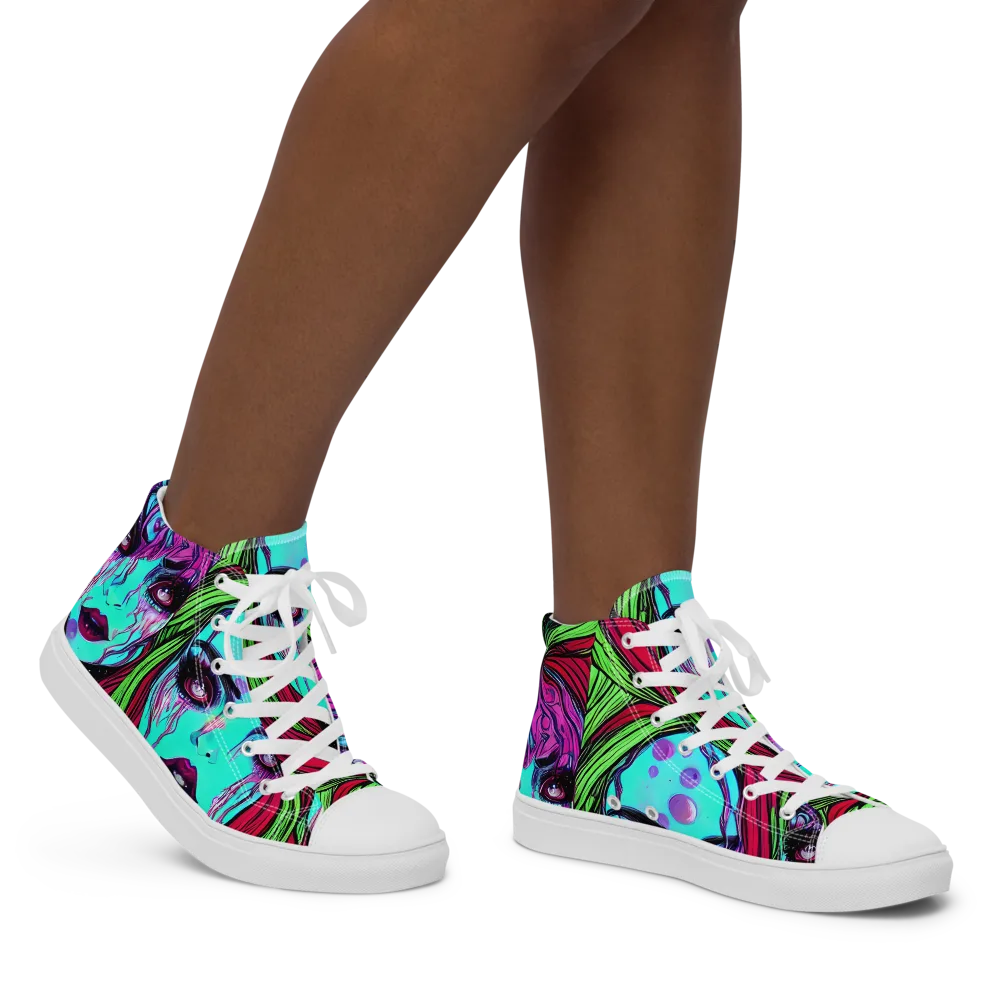 Luminous Nightfall on Women's High Top Canvas Shoes — Right