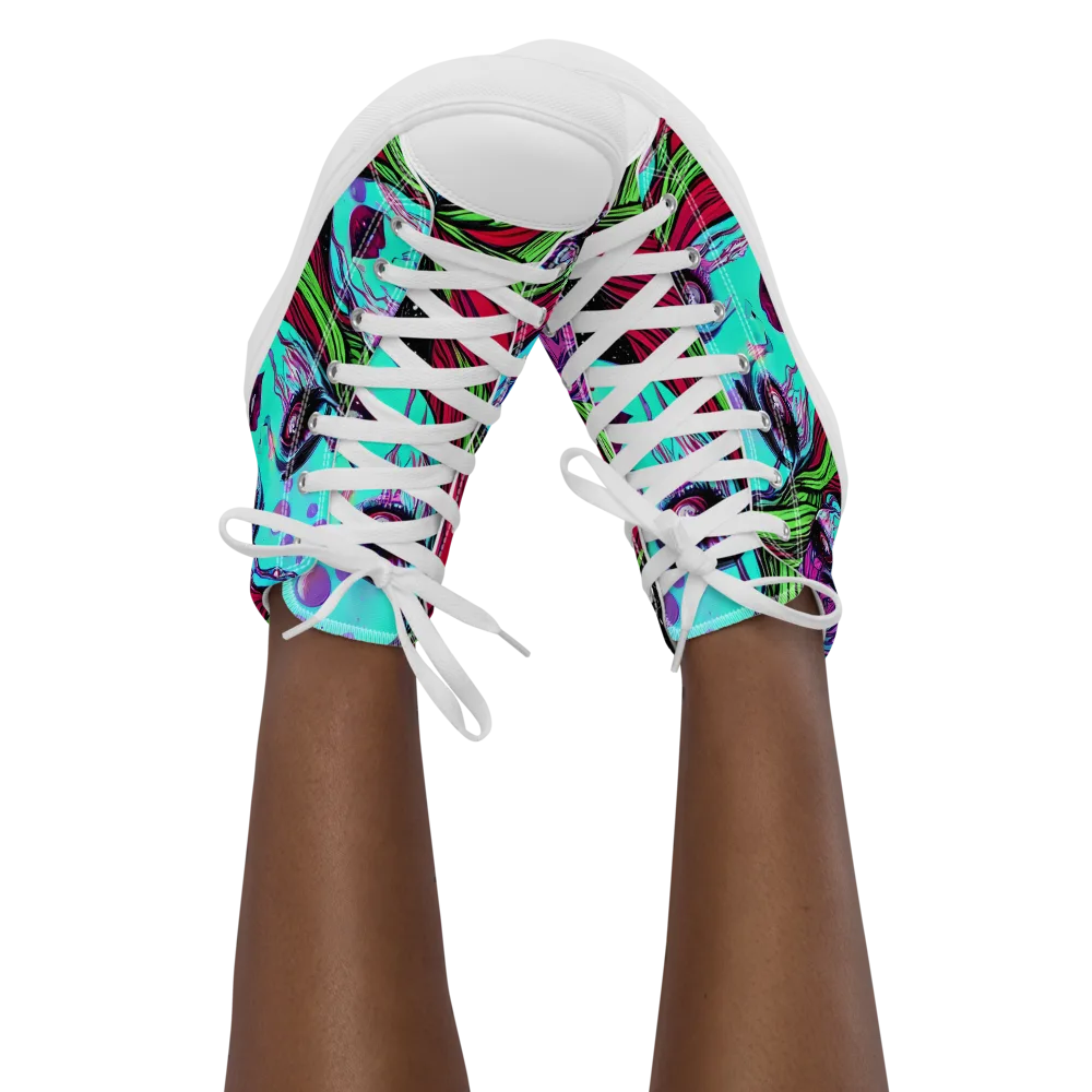 Luminous Nightfall on Women's High Top Canvas Shoes — Front